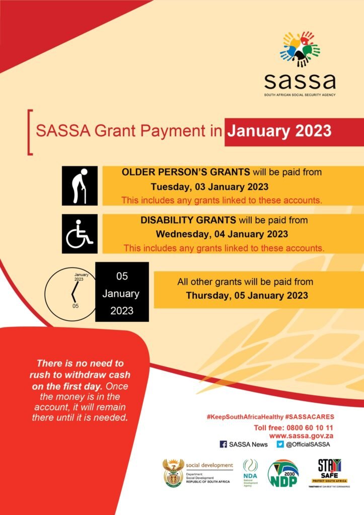 Sassa Grant January payments dates for 2023 Youthspace