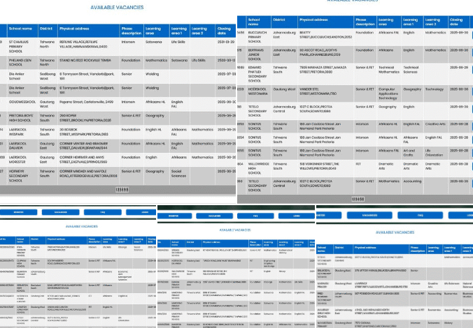 Gauteng Schools June 2025 Teaching Vacancies